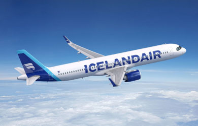 Modelo de un Airbus A321XLR de Icelandair.