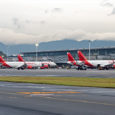 Flota de Avianca en la terminal internacional del Aeropuerto El Dorado de Bogotá.