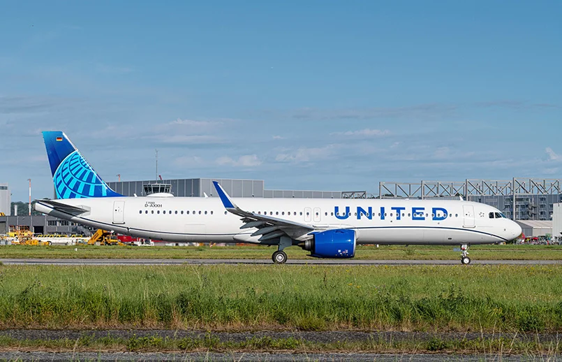 Airbus A321neo de United Airlines en pruebas previas a su entrega.