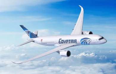 Render de un Airbus A350-900 de Egyptair.