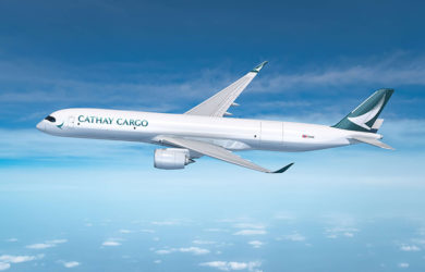 Render de un Airbus A350F de Cathay Pacific Cargo.