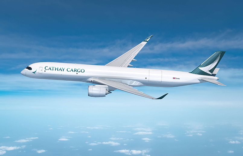 Render de un Airbus A350F de Cathay Pacific Cargo.