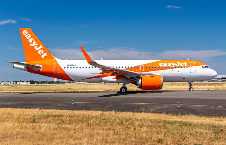 Airbus A320neo de easyJet en el Aeropuerto Blagnac de Toulouse.