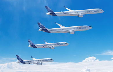 Familia de aviones de Airbus.