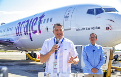 Bienvenida al noveno Boeing 737 MAX 8 de Arajet, "Bahía las Águilas".