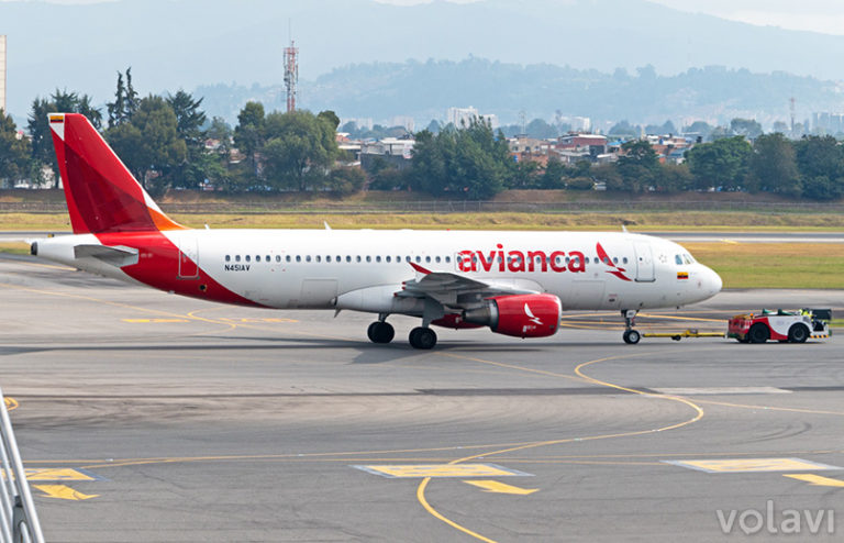 Airbus A320 de Avianca (N451AV), en Bogotá.
