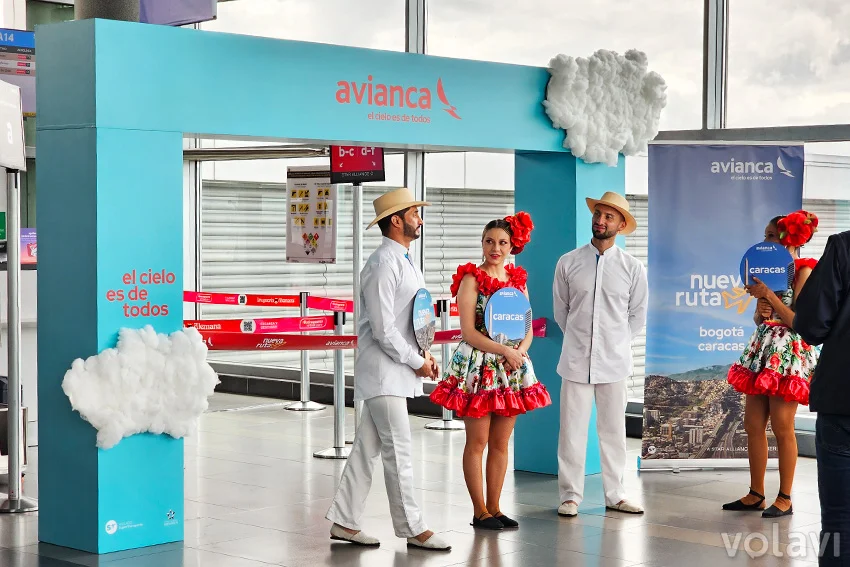 Celebración del reinicio de operaciones de Avianca entre Bogotá y Caracas.