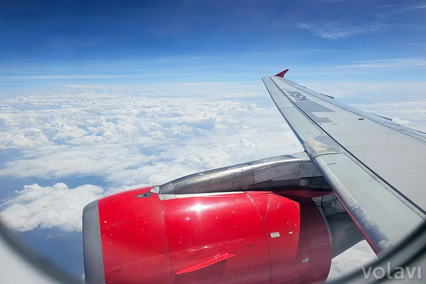 Airbus A320 de Avianca en altitud de crucero en el vuelo inaugural entre Bogotá y Caracas.