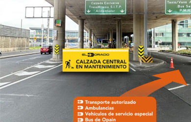 Cierre calzada central Aeropuerto El Dorado de Bogotá.