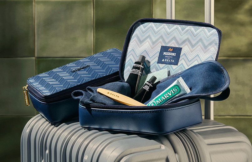 Nuevo amenity kit de Delta Air Lines con diseño de Missoni.