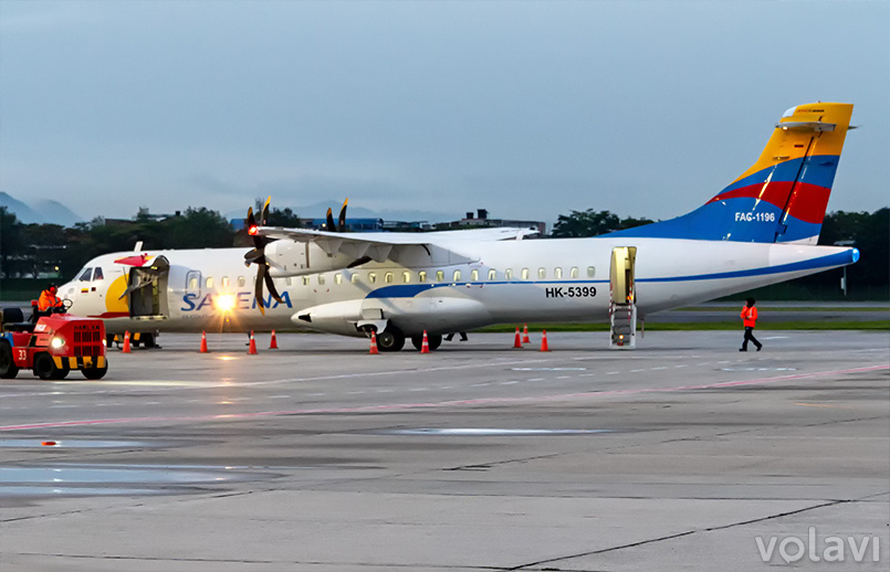 ATR 72-600 de Satena que opera la nueva ruta entre Bogotá y Villavicencio.