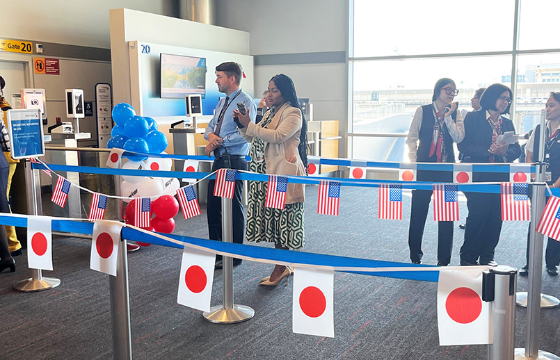 Inauguración de la ruta entre Nueva York y Tokio (Haneda) de American Airlines.