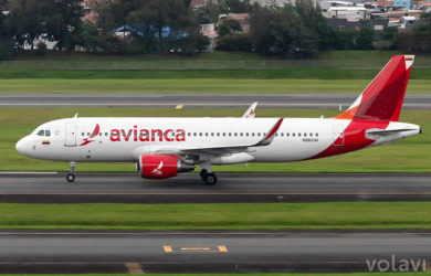 Airbus A320 de Avianca (N960AV), en el Aeropuerto Internacional El Dorado de Bogotá.