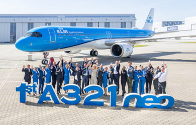 Entrega del primer Airbus A321neo a KLM en la planta de Airbus en Hamburgo, Alemania.