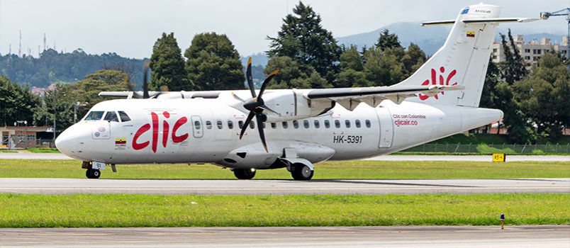 ATR 42-600 de Clic Air rodando en el Aeropuerto El Dorado de Bogotá (HK-5391).