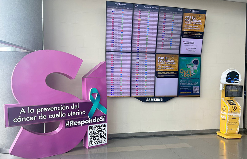 Campaña de vacunación y sensibilización contra el Virus del Papiloma Humano en el Aeropuerto El Dorado de Bogotá.