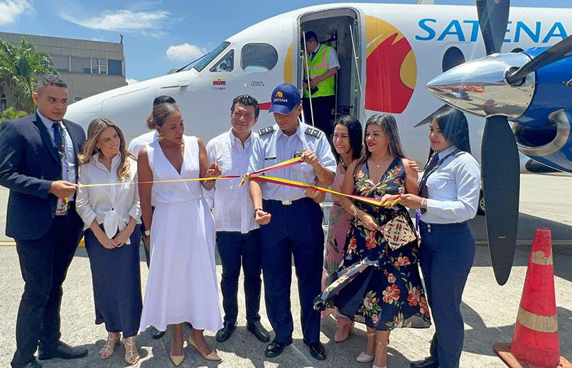 Inauguración de las nuevas rutas de Satena en el Aeropuerto Alfonso Bonilla Aragón de Cali.