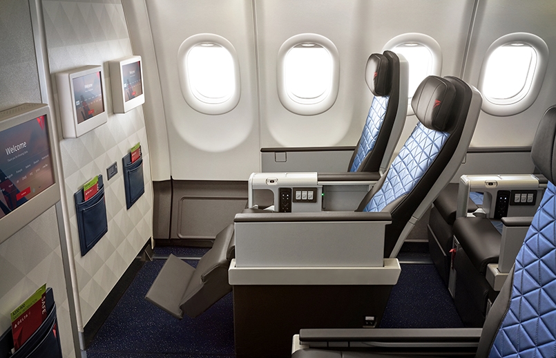 Asiento de la cabina "Premium Select" de Delta Air Lines.