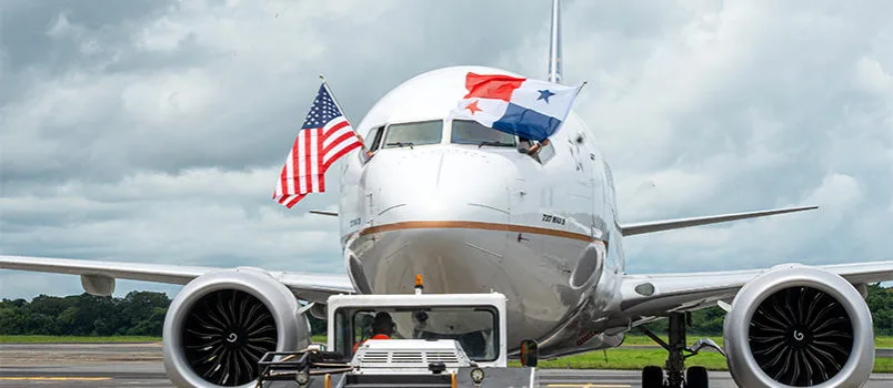 Boeing 737 MAX 9 de Copa Airlines operando el vuelo inaugural de Panamá a San Diego.