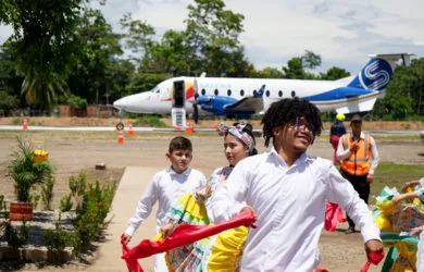 Beechcraft B-1900 de Satena en el vuelo inaugural a Tibú desde Cúcuta.