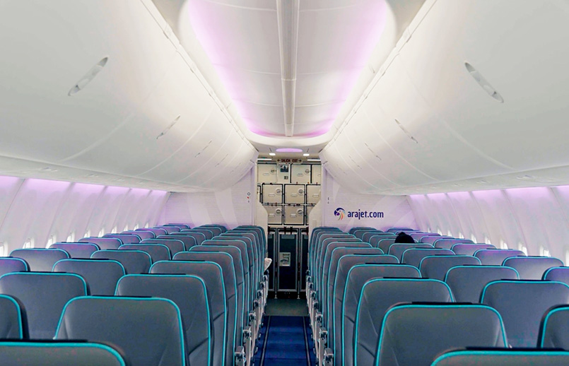 Nueva cabina de los Boeing 737 MAX 8 de Arajet.