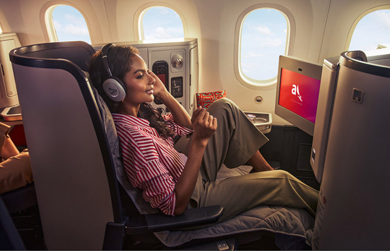 Sistema de entretenimiento de Avianca en la clase ejecutiva de un Boeing 787.