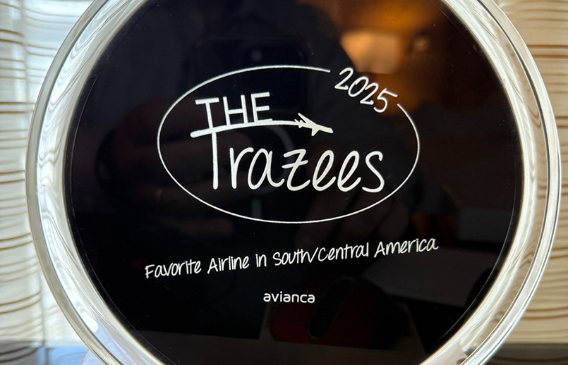 Premio de Avianca como "Aerolínea Favorita de Sur y Centroamérica" por parte de "The Trazees 2025". Premio de Avianca como "Aerolínea Favorita de Sur y Centroamérica" por parte de "The Trazees 2025".