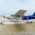 Cessna Caravan 208 "anfibio", acuatizando en la Ciénaga de Ayapel, en Córdoba.