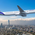 Render de un Embraer 190-E2 de LATAM Airlines en Santiago de Chile.