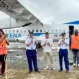 Inauguración de la ruta entre Bogotá y Nuquí de Satena en el Aeropuerto Reyes Murillo.