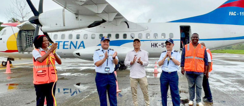 Inauguración de la ruta entre Bogotá y Nuquí de Satena en el Aeropuerto Reyes Murillo.