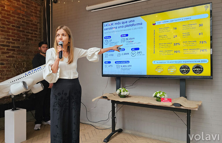 Erika Zarante, CEO de LATAM Colombia, en presentación de los resultados del primer trimestre.
