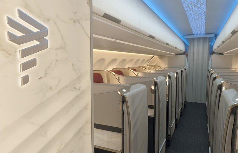 Diseño de la Premium Business de LATAM Airlines para su flota de Airbus A321XLR.