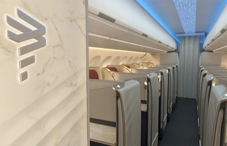 Diseño de la Premium Business de LATAM Airlines para su flota de Airbus A321XLR.