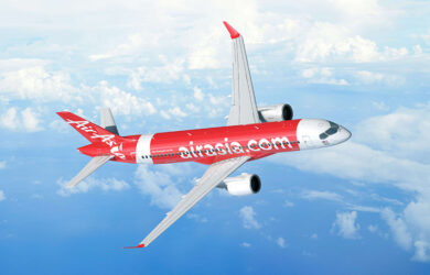 Render de lo que serán los Airbus A220-300 de AirAsia.