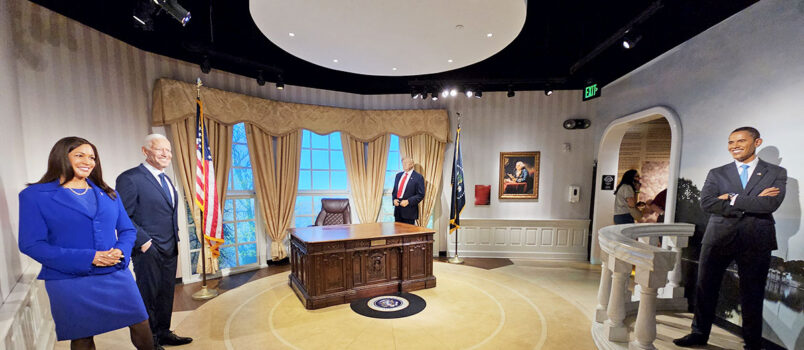 Orlando y Kissimmee preparan nuevas experiencias para el otoño de 2026 El "Despacho Oval" en el Museo de Madame Tussauds de Orlando con Kamala Harris, Joe Biden, Donald Trump y Barack Obama.