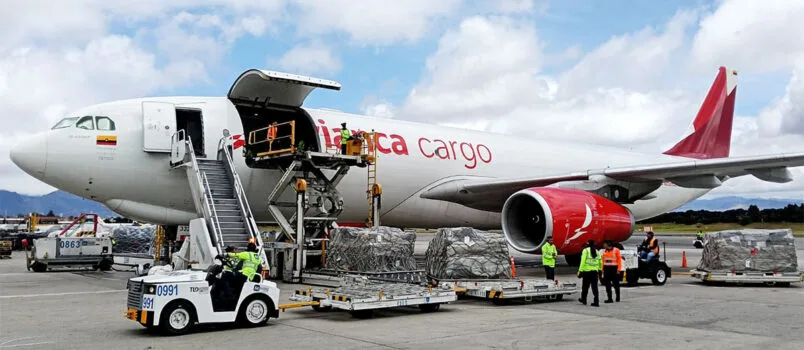Transporte de ayuda humanitaria a Venezuela por parte de Avianca Cargo.