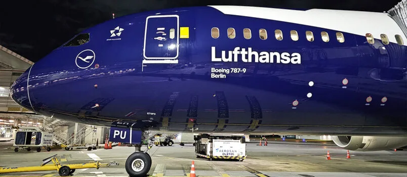 Lufthansa volará diario entre Bogotá y Frankfurt desde octubre Boeing 787-9 de Lufthansa, con livery del centenario, en el Aeropuerto El Dorado de Bogotá.