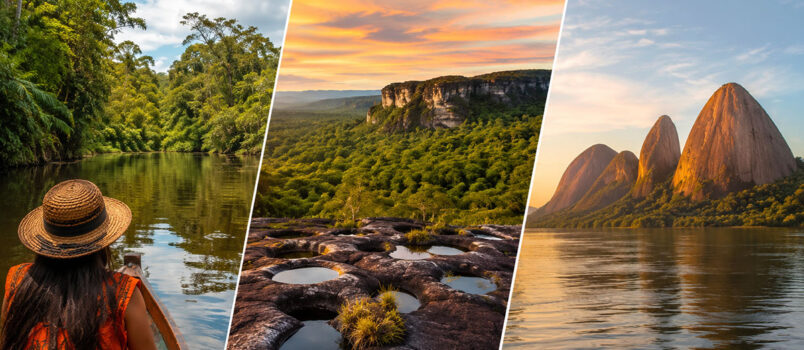 Paisajes de Vaupés, Guaviare y Guainía recreados con Inteligencia Artificial.