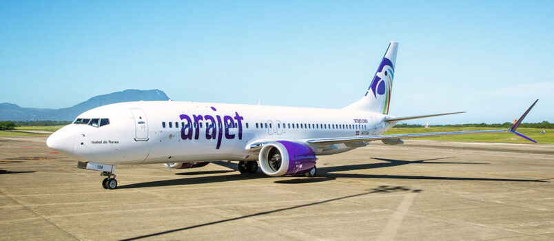 Arajet tendrá vuelos directos a Montevideo desde Punta Cana en 2027 Boeing 737 MAX 8 de Arajet (HI1134) en el Aeropuerto Las Américas de Santo Domingo.