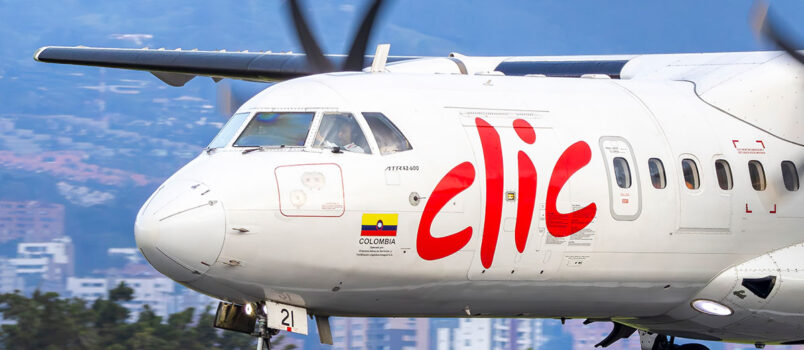 Clic aumenta vuelos a Manizales por cierre del aeropuerto de Pereira ATR 42-600 de Clic Air (HK-5321), aterrizando en Medellín. Foto: Clic Air.