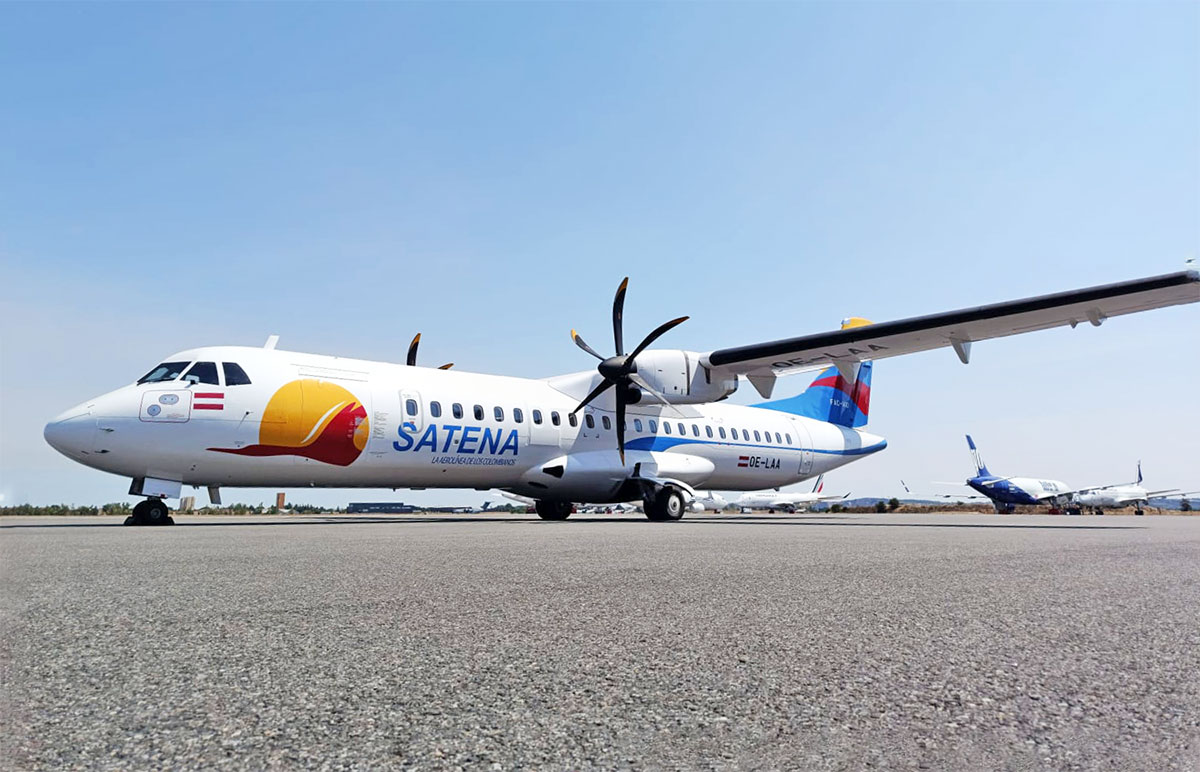 Nuevo ATR 72-600 de Satena (FAC-1410), en la fábrica de ATR en Toulouse, Francia, antes de partir a Colombia.