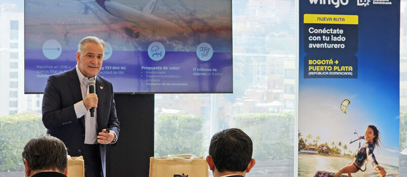 Wingo tendrá vuelos directos entre Bogotá y Puerto Plata desde noviembre Eduardo Lombana, CEO de Wingo, en el lanzamiento de la nueva ruta entre Bogotá y Puerto Plata.