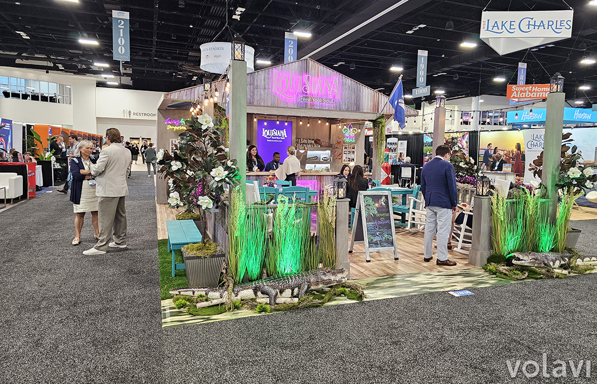 Área de exhibición de IPW 2026 con el stand de Louisiana que será sede de la edición 2027. Área de exhibición de IPW 2026 con el stand de Louisiana que será sede de la edición 2027.
