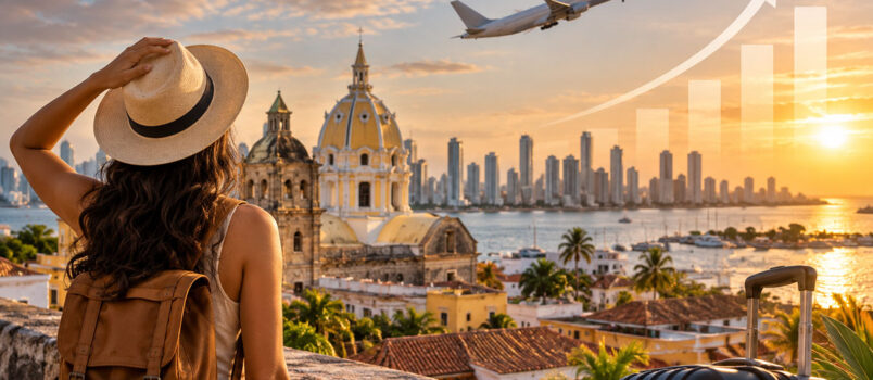 Turismo en Colombia y su impacto en el ingreso de divisas. Imagen creada con Inteligencia Artificial.