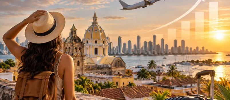 Turismo deja más de USD 5.600 millones en Colombia durante el primer semestre Turismo en Colombia y su impacto en el ingreso de divisas. Imagen creada con Inteligencia Artificial.