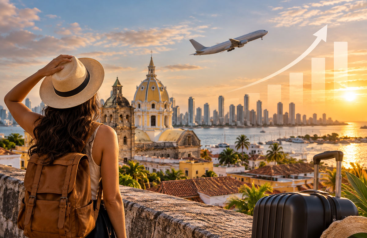 Turismo en Colombia y su impacto en el ingreso de divisas. Imagen creada con Inteligencia Artificial.