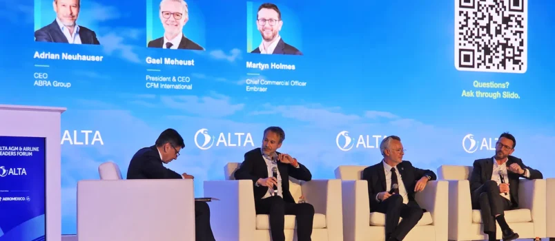 Panel sobre el futuro de las flotas aéreas de América Latina durante el ALTA Leaders Forum 2026 en Ciudad de México.