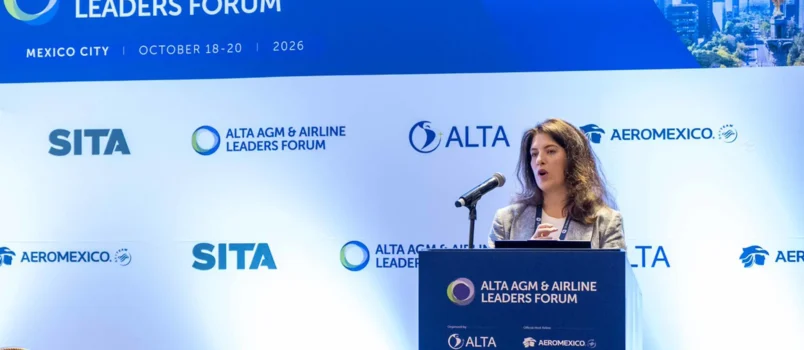 Marta García, representante de S&P Global, durante su exposición en el ALTA Leaders Forum 2026 en Ciudad de México.
